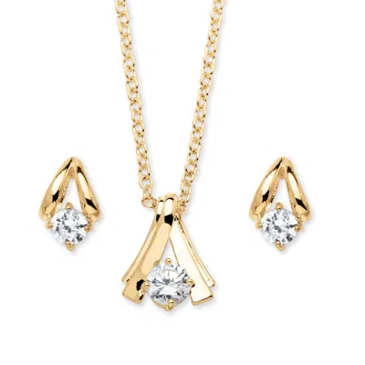 Palm Beach Jewelry 2 Piece Round Birthstone Necklace And Earrings Set In Yellow Goldtone In Silver
