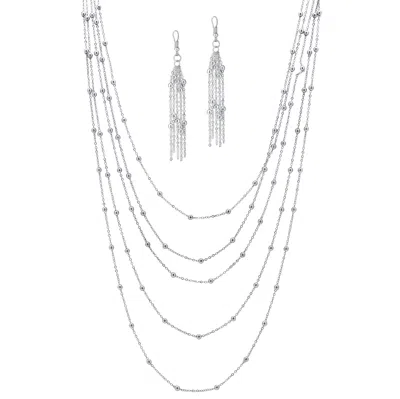 Palm Beach Jewelry 2 Piece Station Necklace And Earrings Set In Silvertone
