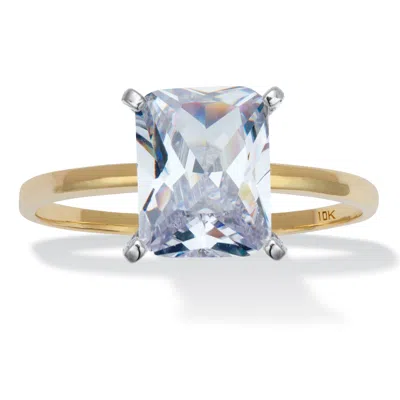 Palm Beach Jewelry 2 Tcw Emerald Cut Cz 10k Gold Engagement Ring In Yellow
