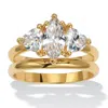 Palm Beach Jewelry 2 Tcw Marquise Cubic Zirconia 14k Yellow Gold-plated Bridal Ring Set