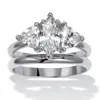 Palm Beach Jewelry 2 Tcw Marquise Cubic Zirconia Platinum-plated Bridal Ring Set
