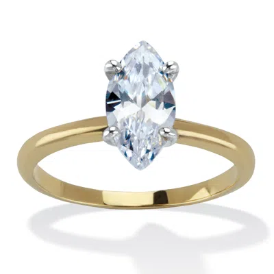 Palm Beach Jewelry 2 Tcw Marquise Cz 18k Gold-plated Engagement Ring In Yellow