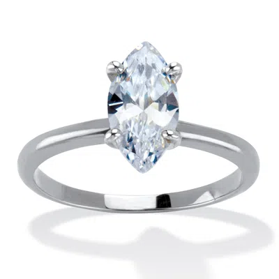 Palm Beach Jewelry 2 Tcw Marquise Cz Silvertone Engagement Ring In White