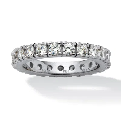 Palm Beach Jewelry 2 Tcw Round Cz Eternity Band In Sterling Silver In White