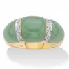 Palm Beach Jewelry .20 Cttw. Genuine Green Jade And White Topaz Gold-plated Silver Dome Ring In Green