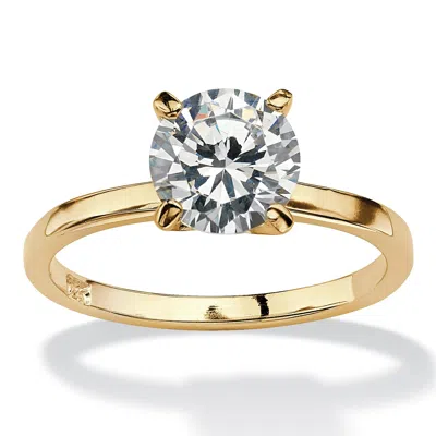 Palm Beach Jewelry 2.0 Tcw Cz Gold-plated Silver Solitaire Ring In Yellow