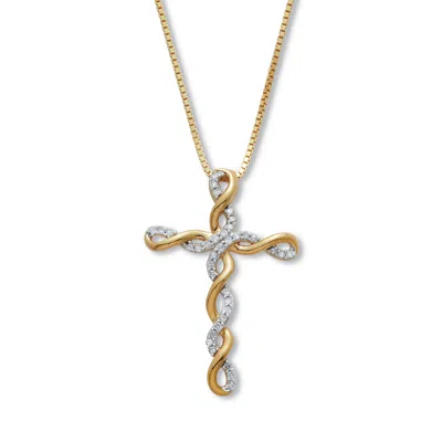 Palm Beach Jewelry .20 Tcw Diamond 18k Gold-plated Sterling Silver Pendant And Chain 18 Inches