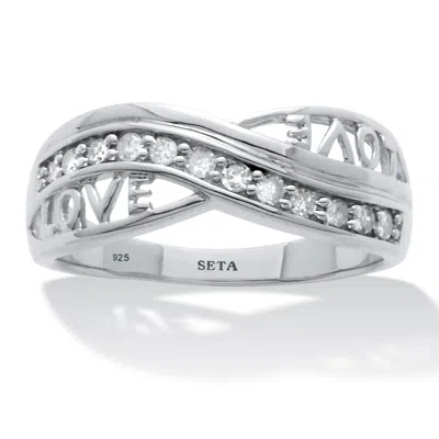 Palm Beach Jewelry .20 Tcw Diamond Sterling Silver Love Ring In White