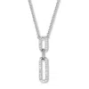 Palm Beach Jewelry .20 Tcw Round Cubic Zirconia Silvertone Paperclip Drop Necklace 18-inch