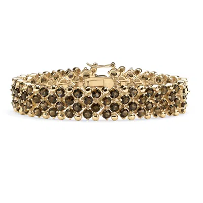 Palm Beach Jewelry 20 Tcw Smoky Quartz Tennis Bracelet In Yellow Gold-plated 7.25" In Brown