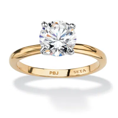 Palm Beach Jewelry 2.00 Carat Round Cubic Zirconia Solitaire Ring 18k Gold-plated In White