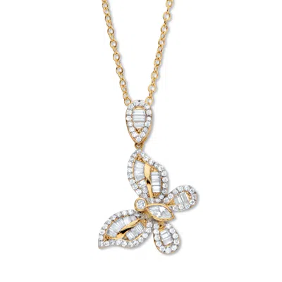 Palm Beach Jewelry 2.01 Cttw. Marquise-cut And Round Cz Butterfly Pendant Gold-plated