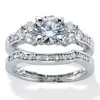 Palm Beach Jewelry 2.01 Tcttw. Round Cubic Zirconia 2 Piece Bridal Ring Set Platinum Plated
