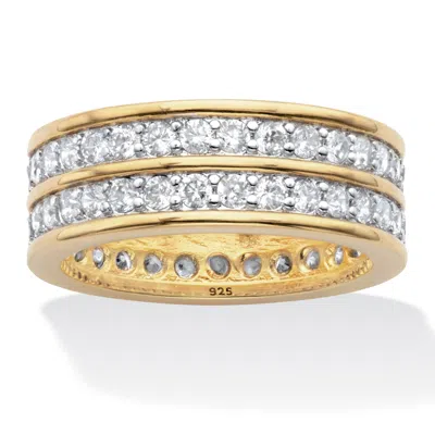 Palm Beach Jewelry 2.05 Tcw Cz Gold-plated Silver Eternity Ring In Yellow