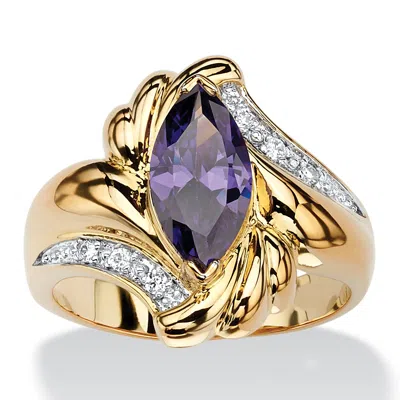 Palm Beach Jewelry 2.05 Tcw Marquise-cut Simulated Purple Amethyst Cocktail Ring Gold-plated