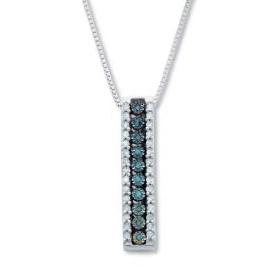 Palm Beach Jewelry .21 Tcw Blue Diamond Sterling Silver Multi-bar Pendant And Chain 18 Inches In White
