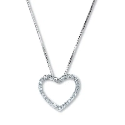 Palm Beach Jewelry .21 Tcw Diamond Sterling Silver Heart Pendant And Chain 18 Inches In White