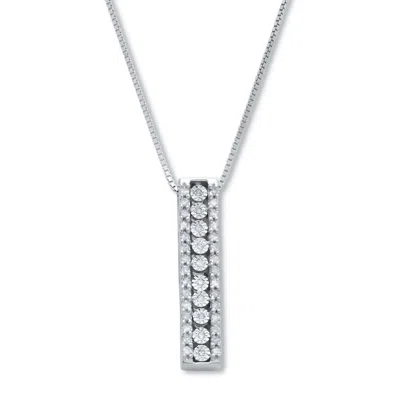 Palm Beach Jewelry .21 Tcw Diamond Sterling Silver Multi-bar Pendant And Chain 18 Inches In White