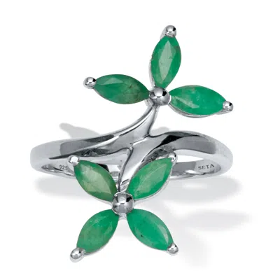 Palm Beach Jewelry 2.10 Tcw Genuine Emerald Sterling Silver Ring In White
