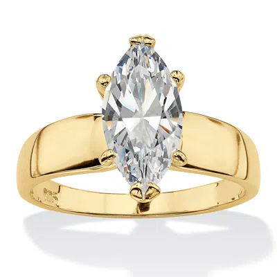 Palm Beach Jewelry 2.11 Cttw. Marquise Cut Cubic Zirconia 14k Gold Plated Silver Engagement Ring In White