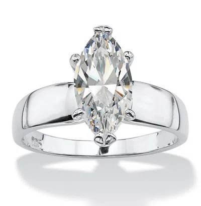 Palm Beach Jewelry 2.11 Cttw. Marquise-cut Cubic Zirconia .925 Sterling Silver Solitaire Ring In White