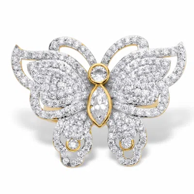 Palm Beach Jewelry 2.11 Tcw Cz Gold-plated Butterfly Ring In Yellow