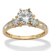 Palm Beach Jewelry 2.14 Tcw Round Cubic Zirconia 14k Gold-plated Sterling Silver Engagement Ring In White