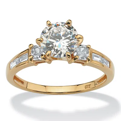 Palm Beach Jewelry 2.14 Tcw Round Cubic Zirconia 14k Gold-plated Sterling Silver Engagement Ring In White
