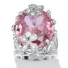 Palm Beach Jewelry 21.43 Tcw Oval-cut Pink Cubic Zirconia Butterfly And Flower Ring In Silvertone In Pink