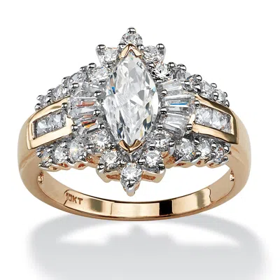 Palm Beach Jewelry 2.18 Tcw Marquise-cut Cubic Zirconia Ring In 10k Gold In White