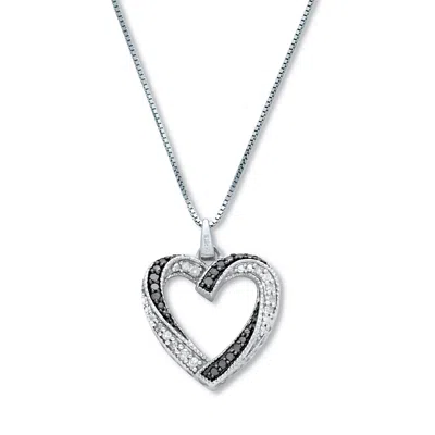 Palm Beach Jewelry .22 Tcw Black And White Diamond Sterling Silver Pendant And Chain 18 Inches
