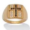 Palm Beach Jewelry .22 Tcw Men's Round Black Spinel And Cz Gold-plated Sterling Silver Cross Ring