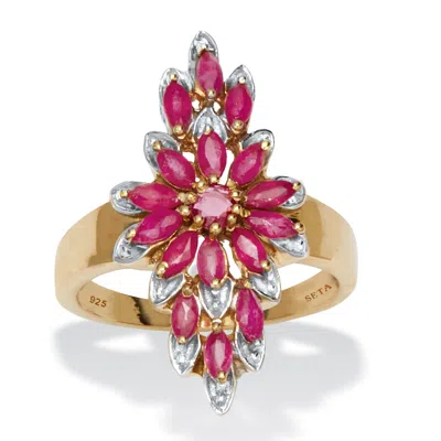 Palm Beach Jewelry 2.20 Tcw Genuine Red Ruby 14k Gold-plated Ring In Yellow