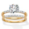 Palm Beach Jewelry 2.21 Cttw. Round Cz 18k Gold-plated Sterling Silver 2-piece Bridal Ring Set