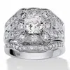Palm Beach Jewelry 2.22 Tcw Cz 3-piece Bridal Set In Platinum-plated Sterling Silver In White