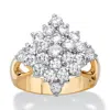 Palm Beach Jewelry 2.23 Tcw Cubic Zirconia Gold-plated Diamond-shaped Cluster Ring In White