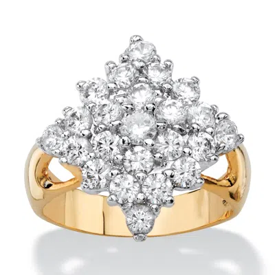 Palm Beach Jewelry 2.23 Tcw Cubic Zirconia Gold-plated Diamond-shaped Cluster Ring In White