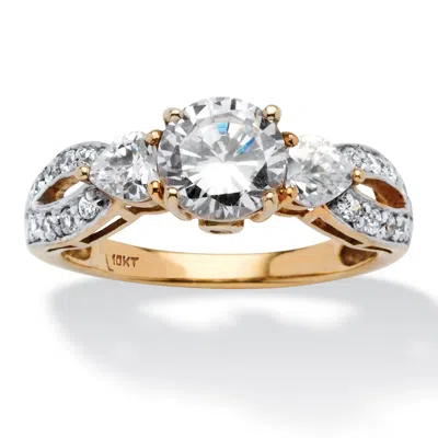 Palm Beach Jewelry 2.23 Tcw Round And Heart-cut Cubic Zirconia Ring In 10k Gold In White