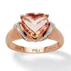 Palm Beach Jewelry 2.25 Tcw Heart Cut Simulated Morganite Rose Gold-plated Sterling Silver Ring In Pink