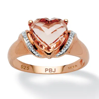 Palm Beach Jewelry 2.25 Tcw Heart Cut Simulated Morganite Rose Gold-plated Sterling Silver Ring In Pink