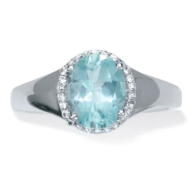 Palm Beach Jewelry 2.27 Twc Genuine Aquamarine Sterling Silver Ring In White