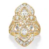 Palm Beach Jewelry 2.30 Cttw. 14k Gold-plated Sterling Silver Pear-cut Cubic Zirconia Cocktail Ring