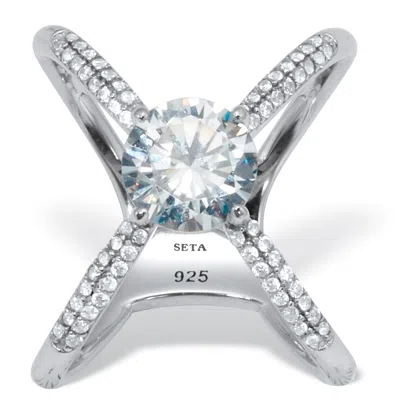 Palm Beach Jewelry 2.32 Tcw Cz Sterling Silver Open Criss Cross Ring In White