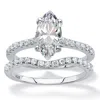 Palm Beach Jewelry 2.34 Tcw Marquise Cubic Zirconia Platinum-plated Silver 2-pc. Bridal Ring Set In White
