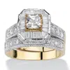 Palm Beach Jewelry 2.35 Tcw Cz Two-tone Vintage-style Gold-plated 2-piece Bridal Ring Set In White