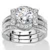Palm Beach Jewelry 2.37 Cttw. Cubic Zirconia Platinum-plated Sterling Silver Jacket Bridal Ring Set In White