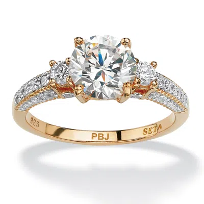 Palm Beach Jewelry 2.38 Tcw Round Cubic Zirconia Ring In Gold-plated Sterling Silver In White