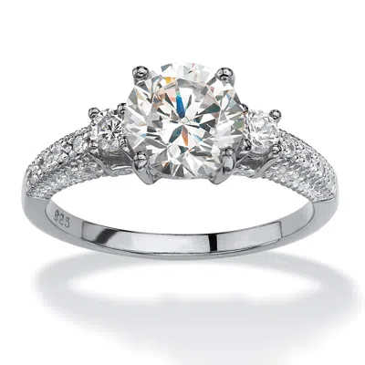 Palm Beach Jewelry 2.38 Tcw Round Cubic Zirconia Ring Platinum Plated .925 Sterling Silver In White