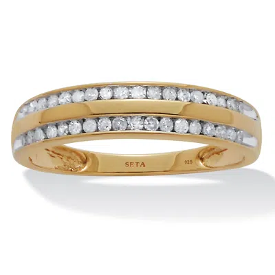 Palm Beach Jewelry .24 Tcw Diamond 18k Gold-plated Sterling Silver Band Ring In White