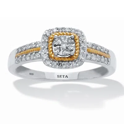Palm Beach Jewelry .24 Tcw Diamond Sterling Silver Tutone Halo Engagement Ring In White